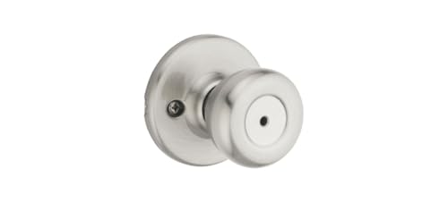 Kwikset Tylo Interior Privacy Door Knob with Lock, Door Handle For Bathroom and Bedroom, Satin Nickel Keyless Turn Lock Doorknob, with Microban Protection