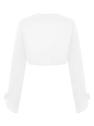 Girl's Satin Long Sleeve Flower Girl Bolero Shrug Short Formal Jacket Open Front Cardigan Shawl2