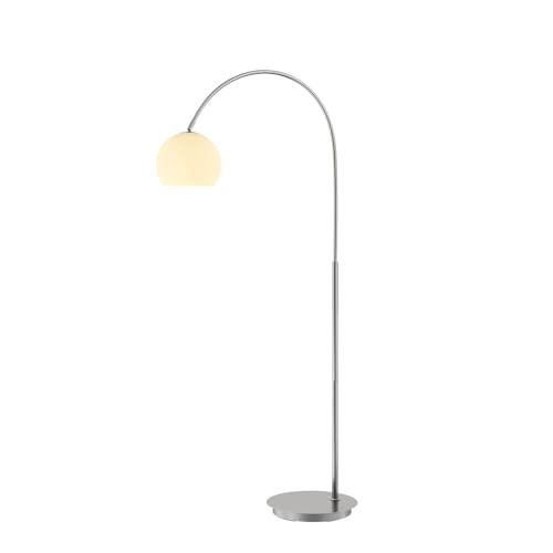 Lindby Stehlampe (Bogenleuchte) Cynthia (Modern) in Alu aus Glas (1 flammig, E27) - Bogenlampe Stehleuchte Floor Lamp Standleuchte Wohnzimmerlampe Wohnzimmerleuchte