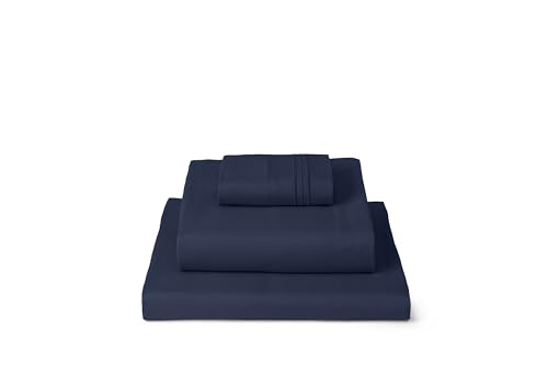 Image of Mellanni Twin XL Sheets Set - 3 PC Iconic Collection Bedding | Hotel Luxury, Extra Soft, Cooling Bed Sheets - Wrinkle, Fade, Stain Resistant (Twin Extra Long, Navy Blue)