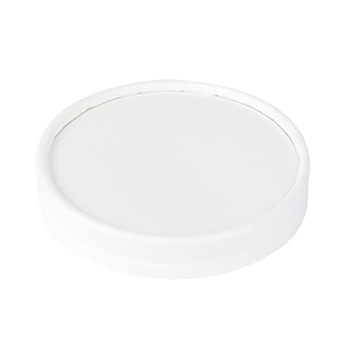 LIDS ONLY: Coppetta Lids For 4 Ounce Ice Cream Cups, 50 No-Leak Lids For Treat Cups - Cups Sold Separately, For Hot And Cold Foods, White Paper Lids For Chili Cups - Restaurantware