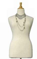 (Jf-F14/16W+Bs-04) Roxydisplay™ White Display Female Body Form Size 14-16, Jersey Form With Round Brushed Metal Base+Cap, Solid Foam. #TOP2