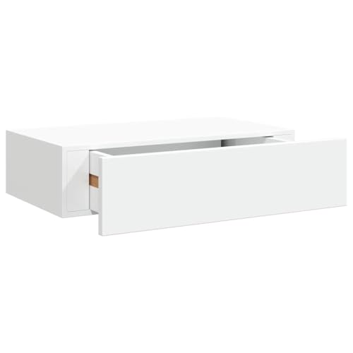 vidaXL Estante con Cajón de Pared Repisa Flotante Balda Estantería Armario Salón Exhibición Colgante Decoración Blanco MDF 40x23,5x10 cm