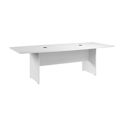 Bush Business Furniture 96-inch Office Conference Table with Wood Base, Boardroom Meeting Space for 8 Users, White