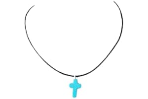 Beautiful Black Leather Choker With Cross Pendant