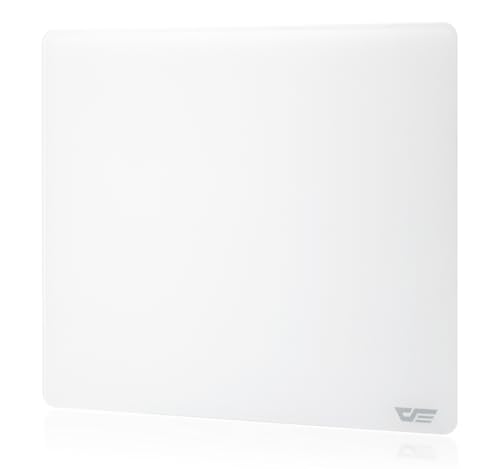 darkFlash DMP450 Glas-Mauspad Ultra-Glatte gehärtete Oberfläche präzise Abtastung rutschfeste Gummibasis strapazierfähige geätzte Oberfläche ideal für Gaming und Arbeit (Weiß 450×390mm)