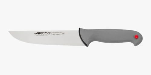 Arcos Cuchillo Carnicero con Hoja Acero Inoxidable Nitrum 180 mm. Cuchillo Cocina Profesional para Cortar Carne, Pescado y Verduras. Mango ergonómico Pom. Serie Color Prof. Color Negro.