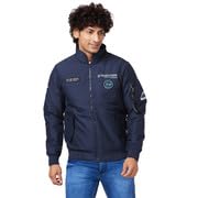 Spykar Men's Standard Length Polyester Straight Fit Full Sleeve Plain Stand Collar Casual Jacket in neutral
