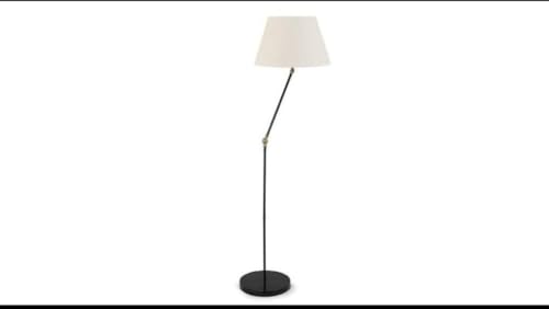 Akrobatik Mafsallı Retro Rustik Siyah Krem Başlık Köşe Lambası Lambader Çap:45 cm