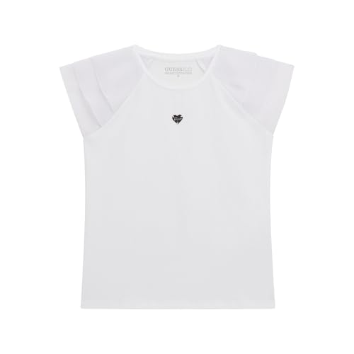GUESS Girls' Short Sleeve T-Shirt with Chiffon Detail