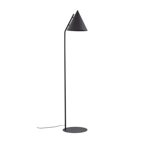 Lampadaire en métal 145 cm petit abat-jour conique Interrupteur à pied E27 noir Lampadaire rétro Salon Lampe de sol intérieur