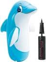 INTEX ® Original Inflatable Dolphin Hit Me Inflatable Bouncer Play Gym Wit Mini Hand Pump Inflatable HitMe Toys (Blue)