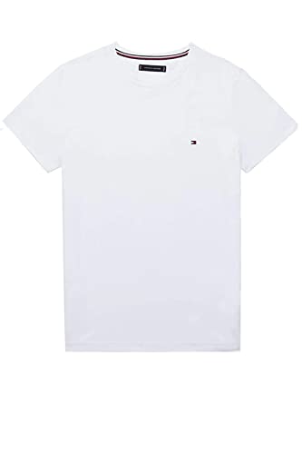 Tommy Hilfiger Core Stretch Slim Cneck tee Camiseta, Blanco (Bright White 100), L para Hombre