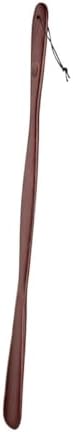 Shoe Helper 75cm Extended Handle Shoe Horn Perforated Design with Lanyard Dark Brown Wooden Portable image 3