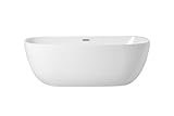 ARS Concepts, Daphne 70 Inch Soaking Roll Top Bathtub, Modern Style, Glossy White