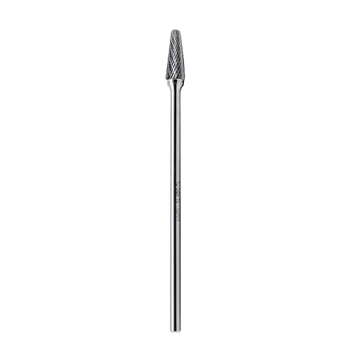 Image of Carbide Bur: Ball-Nosed Cone, SL-4, Double Cut, 1/2" x 1 1/8" Head, 1/4 Inch Shank, 7"Long Shank,Tungsten Carbide Made, for Metal Carving, Polishing, Engraving, and Drilling by LU&MN