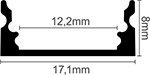 2x Profili in Alluminio Nero da 2 mt (4 mt) TL1205 per Strisce a Led con Cover Opaca tappi e ganci di montaggio inclusi