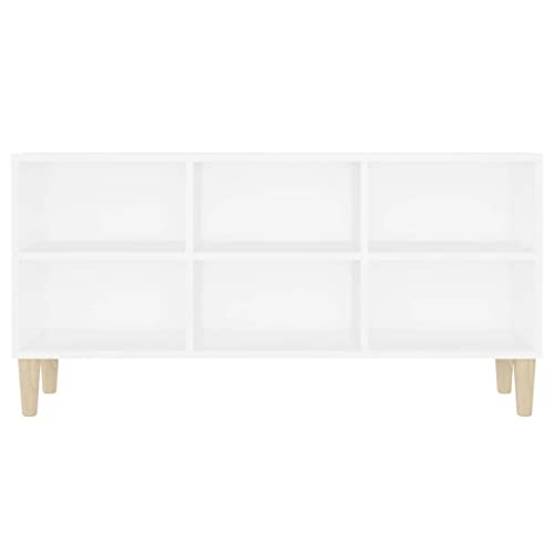 vidaXL-Mueble-de-TV-con-Patas-Soporte-Mobiliario-Aparador-Estante-Salon-Sala-de-Estar-Dormitorio-Decoracion-Blanco-1035x30x50-cm-Madera-Maciza