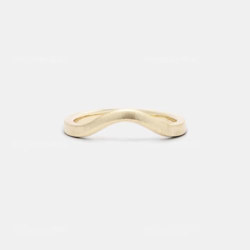 Simple Curved Wedding Band 14K Solid Yellow Gold Contour Stacking Ring Stackable Minimalist Ring for Women Basic Wedding Jewelry Engagement Gift for Fiancée3