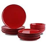 18-Piece Stoneware Dinnerware Set - Fire Engine Red, Service for 6