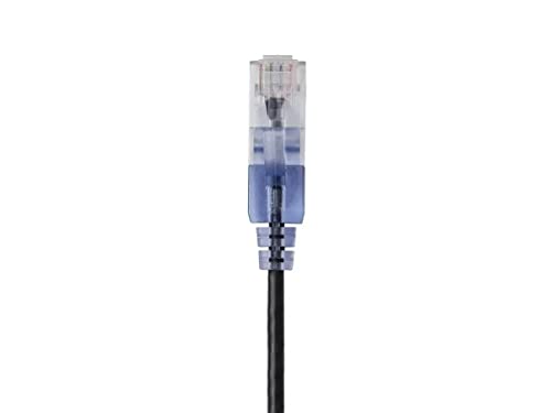 Image of Monoprice Cat6A 10ft Black Patch Cable UTP 30AWG 10G Pure Bare Copper Snagless RJ45 SlimRun Series Ethernet Cable