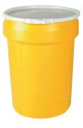 Eagle 30 Gallon Yellow HDPE Open Head Containment Labpack With Plastic Lever-Lock Ring - 1 EA