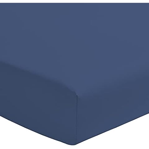 Home Linge Passion Fitted Sheet 160 x 200 + 25 cm Blue 100% Cotton 57 Thread Count, 160_x_200_cm Cover