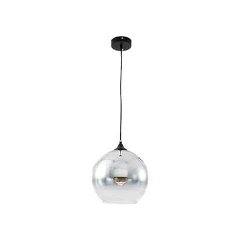 LOTREE Modern Silver Glass Globe Pendant Light Fixtures Minimalism Glass Ball Pendant Hanging Lamp for Kitchen Island Bedroom Bedside(Silver) Cover