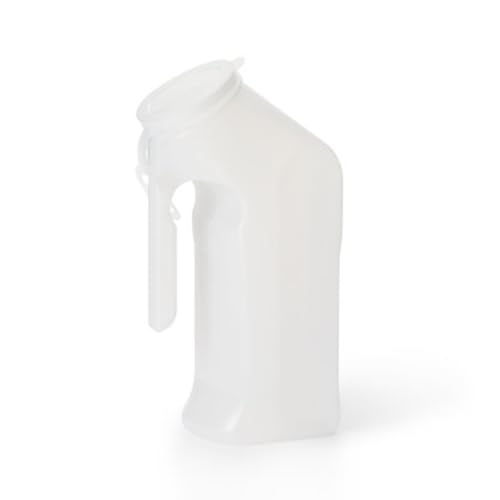 Medegen H140-01 Male Urinal with Hanging Lid, Translucent, 1 qt Capacity, Pack of 50