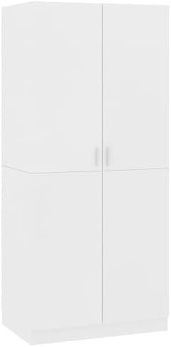 Freestanding Multi-Layer Kitchen Floor Cupboard，Wardrobe with Shelf and Hanging Rail Clothes Storage Cupboards Unit 2 Door Wardrobe Wardrobes for Bedroom-high Gloss White-high Gloss White