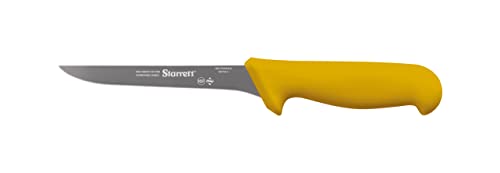 Starrett Professional Stainless Steel Chefs Kitchen Boning Knives - Narrow Straight Profile - 6-inch (150mm) - Yellow Handle