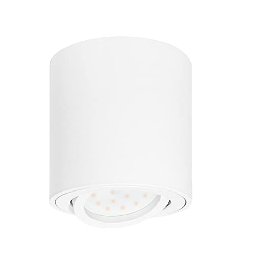 KYOTECH Focos LED Interior Techo Blanco Mate, Focos Superficie Orientable - Ø80x84mm - Incluye 5W GU10 230V - Blanco Cálido 3000K - Foco de Techo de Aluminio, Aplique Techo Interior para Dormitorio