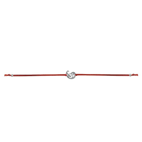 Image of Parnika 925 Silver Rakhi in Cotton Thread Silver Rakhi Bracelet For Brother in Pure 92.5 Sterling Silver for Boys and Men | Chandi ki Rakhi | With Roli Chawal (Om 4)