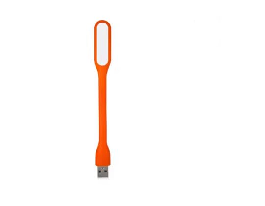 Eli online Lámpara de lectura LED mini USB flexible para ordenador portátil, banco de energía y portátil, luz nocturna con protección ocular, 10 colores a elegir (naranja)