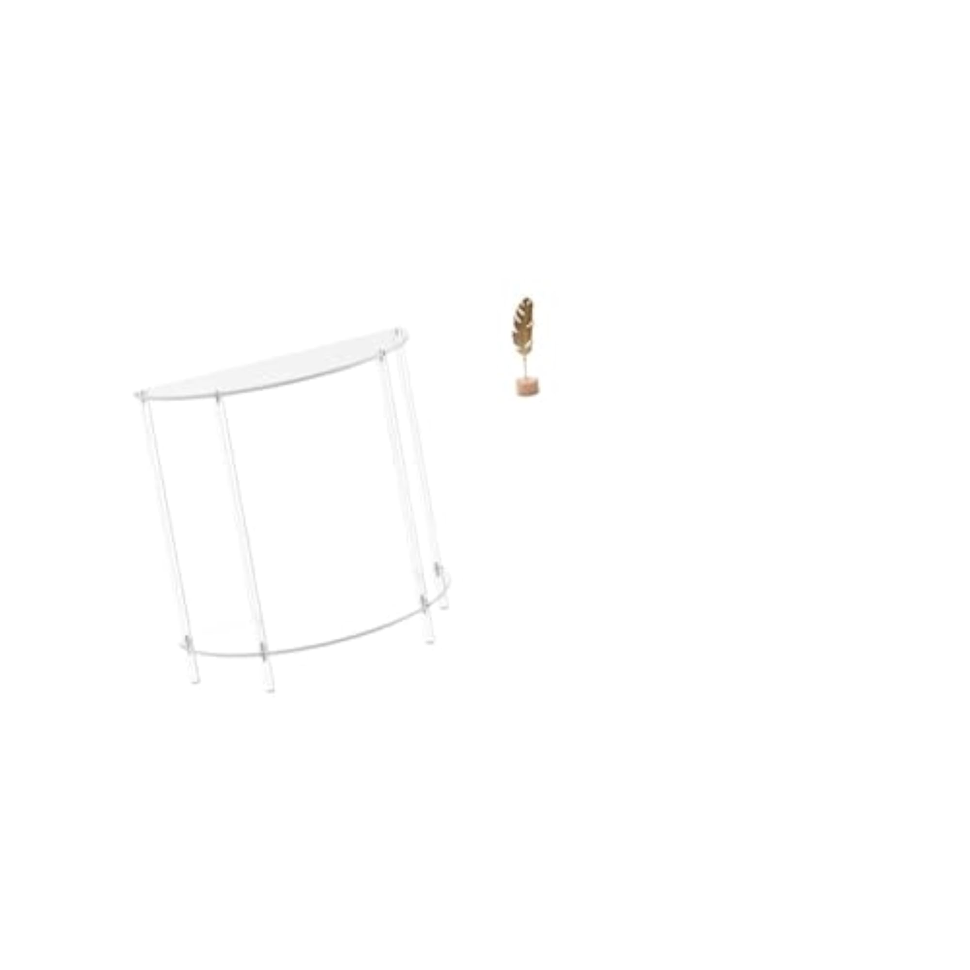 Acrylic Leaf Side Table with Metal Leaf Sculpture