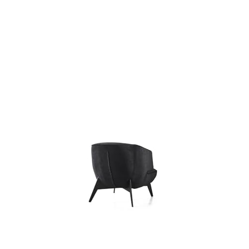 Sillón acolchonado moderno terciopelo negro miniatura 3