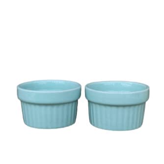 Mirakii Blue Ramekin Bowl 100ml Set of 2, Oven, OTG, Microwave Convection & Dishwasher Safe for Snacks, Sauce or Chutney, Cup Cake, Dessert, Souffle (2)