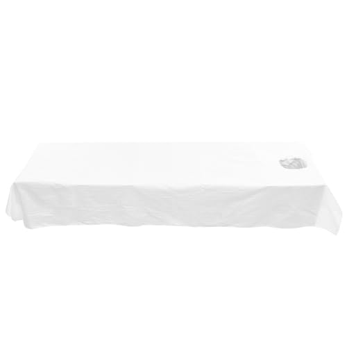 Drap de lit de massage UKCOCO en coton blanc avec fente ergonomique