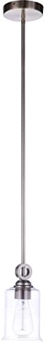 Miniatura 3 de Craftmade 56491-BNK Romero - Lámpara colgante cilíndrica de cristal transparente, 1 luz de 60 vatios, 9 pulgadas de alto x 5 pulgadas de ancho,