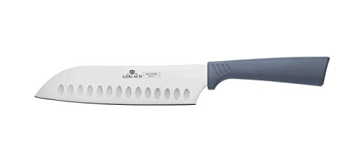 Gerlach 1760 Couteau Japonais De Chef Santoku Acier Inoxydable 7 17,5 cm 54-56 HRC Cuisine Restaurant Super Tranchant Smart Grey