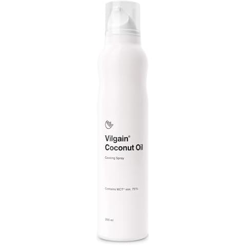 Vilgain® Bio Kokosöl Spray | Natürliches Oil Kochspray | Sprühflasche | 100% reines Öl aus biologischem Anbau | Für gesundes Kochen und Braten | Getrenntes Treibmittel, 200 ml Cover