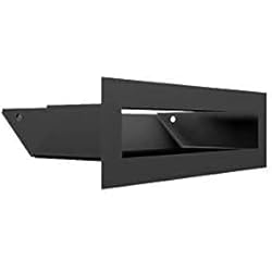Rejilla Con Ventilador Para Chimenea Rejilla de ventilación KRATKI Air | Rejilla de Aire Caliente 6 x 20 cm | Negro | Rejilla de Escape para ventilación de chimeneas | Entrada de Aire en un ángulo de 45 Grados