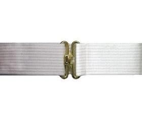 Pistol Belt, White, Brass Hardware, Adj to 44
