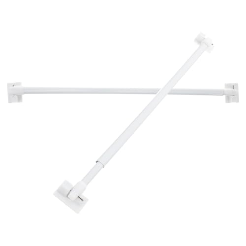 Lurrose 2 Piezas Barra de Cortina Pequeña Extensible de Plástico con Gancho Adhesivo Ajustable para Ventanas y Visillos para Habitaciones y Hoteles Fácil Instalación y Desmontaje