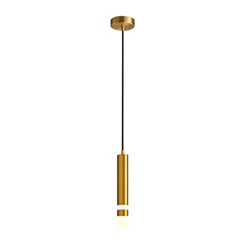 Suspension LED en cuivre cylindrique 10W luminaire chic pour ilot de cuisine