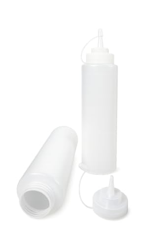 Image of 1000ML Squeeze Bottle Pack of 4, Food Grade Plastic Condiment Dispenser Bottles with Measurement Marking, Leakproof Sauce Bottle for Ketchup, Mayonnaise, Oil, Vinegar, Chutney, Syrup & Salad Dressing