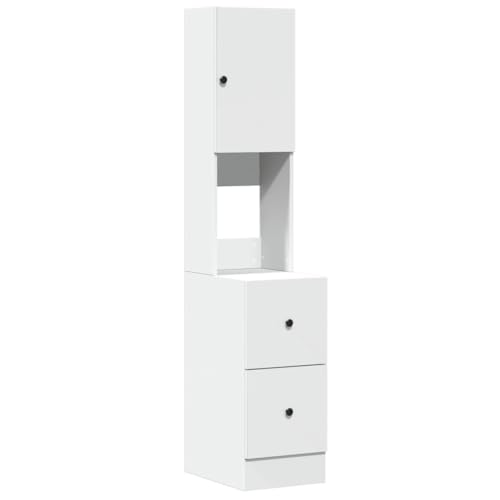vidaXL Armoire de Cuisine Blanc 35x50x180 cm Bois d'ingénierie, Placard de Cuisine, unité de cuisinette, Armoire de Rangement avec tiroir