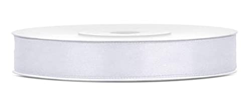 Libetui 25 Meter Satinband Weiß 12mm Schleifenband weißes Dekoband Geschenkband Hochzeitsdeko Band weiss
