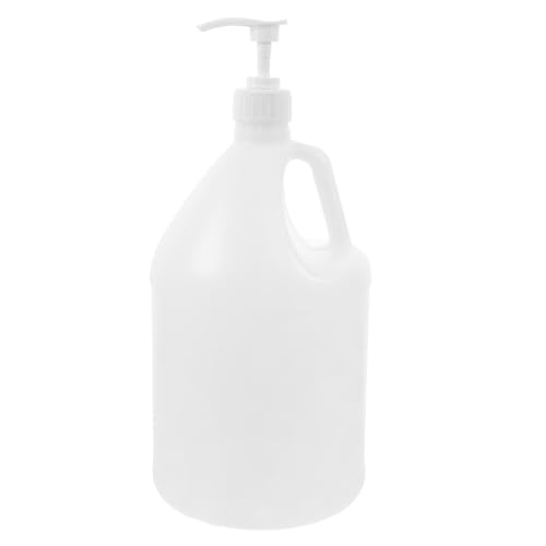 UPKOCH Botella Vacía con Tapa y Cabezal de Bomba de 4l en Plástico Hdpe Blanco para Almacenamiento de Agua en Oficina y Exteriores