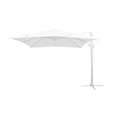  milani home - Ombrellone 3x4 Da Giardino Luce Incorporata Con Palo Decentrato Laterale A Braccio Dotato Di Led Colore Bianco